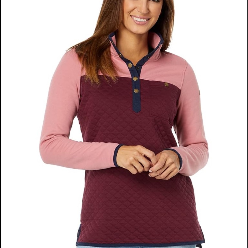 L.L. Bean Women's Quilted Tunic Snaps Pullover Colorblock